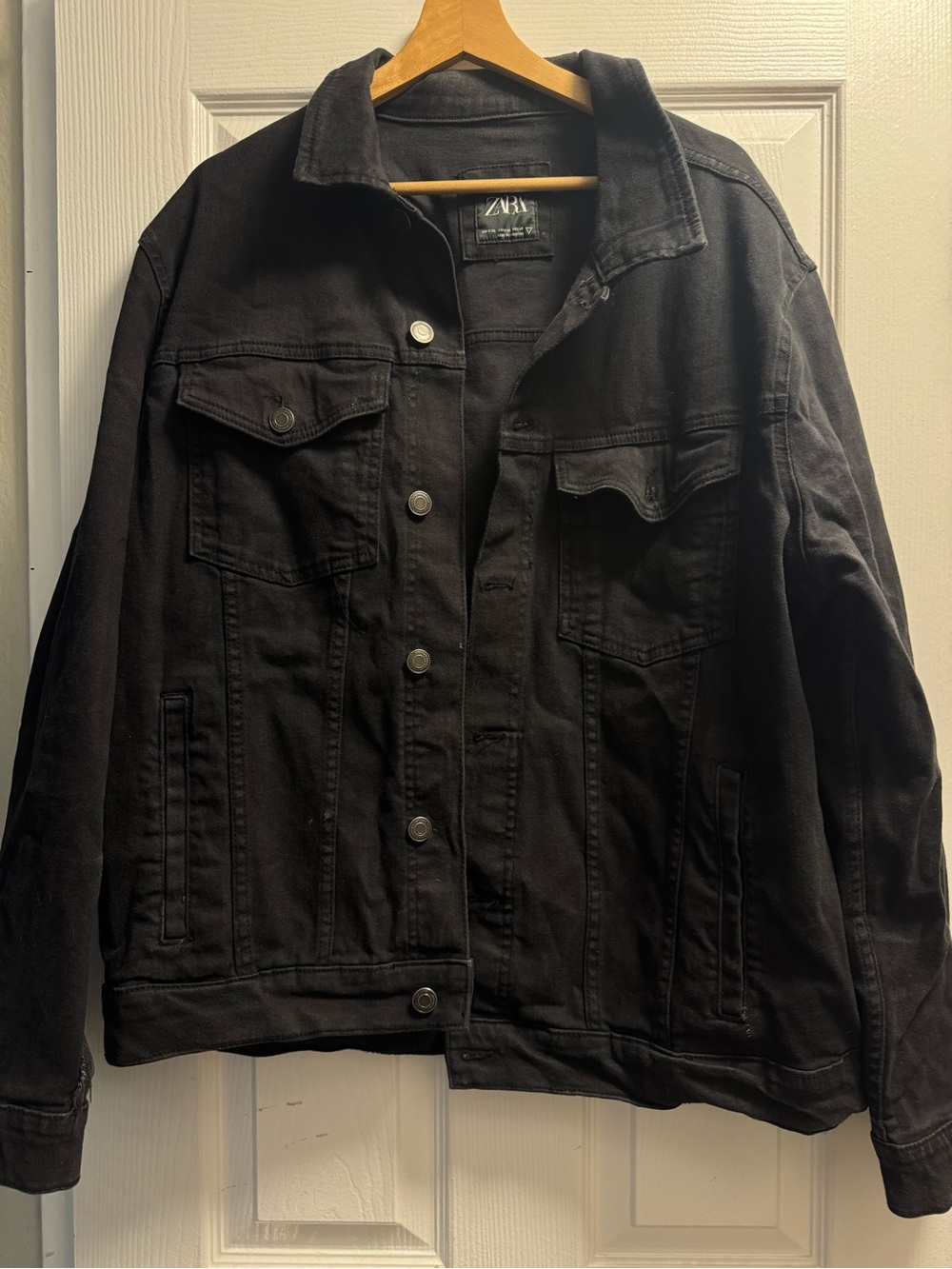 Zara Black Denim Jacket Size XXL Like New